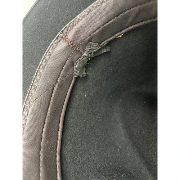 Black Felt Fedora Hat With Brown Band 100 Percent Wool - Picture 10 of 16